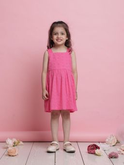 SAKA DESIGNS - Pink Embroidered Flared Fit Dress