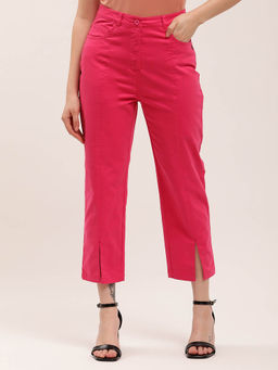 ELLE - Women Pink Solid Regular Mid Rise Twill Lycra Capri