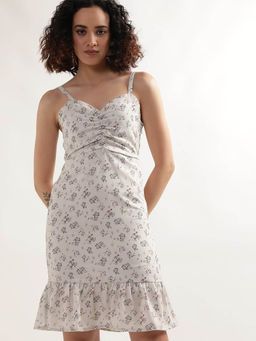 ELLE - Women Off White Printed Sleeveless Regular Fit Dress