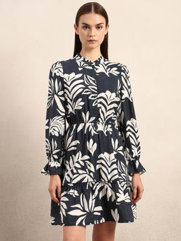 VERO MODA - Black Leaf Print Mini Dress