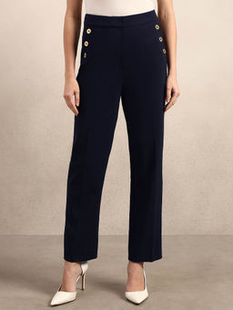 VERO MODA - Navy Blue Button Detail Pant