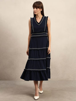 VERO MODA - Blue Tiered Sleeveless Midi Dress