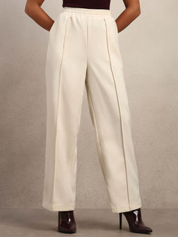 VERO MODA - Off White Wide Leg Elastic Waist Pant