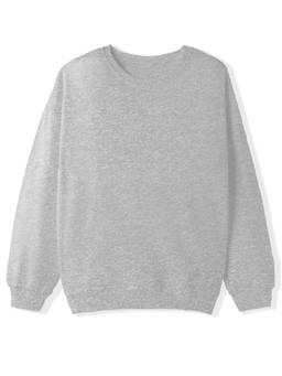 KAVEE - Grey Cotton Terry Full Sleeves Biowashed Solid Color Sweatshirt