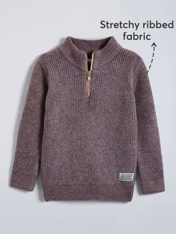 Hopscotch - Boys Purple Wool High Neck Sweater