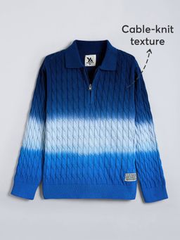 Hopscotch - Boys Blue Cotton Collar Neck Sweater