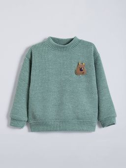 Hopscotch - Boys Grey Cotton Blend Round Neck Sweatshirt