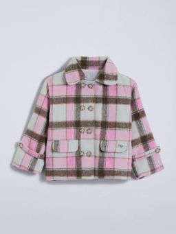 Hopscotch - Girls Pink Cotton Collar Neck Jacket