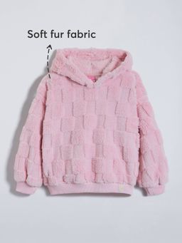 Hopscotch - Girls Pink Polyester Hooded Sweatshirt