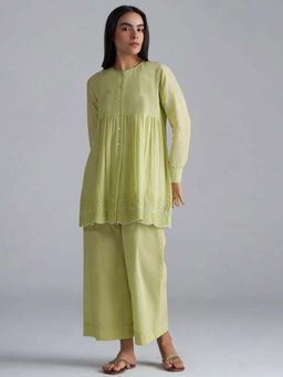 Ganga Fashions - Fresh Mint Green Mul-Mul Co-Ord Set
