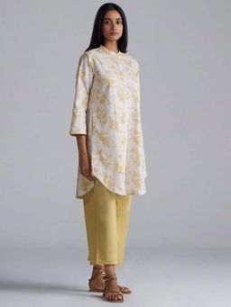 Ganga Fashions - Off-White and Cornsilk Yellow Cotton Co-Ord Set