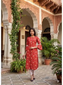DECKEDUP - Women Printed Straight Kurta Set