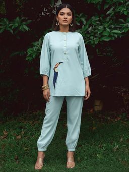 Zolo Label - Mint Aviary Printed Cotton Co-Ord Set