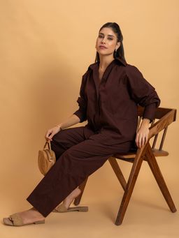 Lounge Dreams - Coffee Brown Poplin Co-Ord (Set of 2)