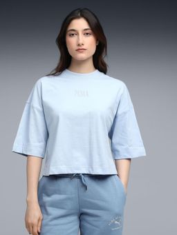 Puma - Blue Solid Oversized Fit T-Shirt