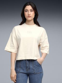 Puma - White Solid Oversized Fit T-Shirt