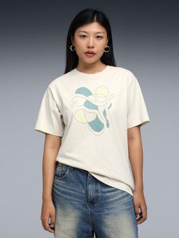 Puma - White Printed Relaxed Fit T-Shirt
