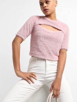 Campus Sutra - Womens Cotton Solid Regular Fit Cropped Sweatshirt