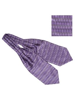 The Tie Hub - Geometrical Purple Microfiber Cravat and Pocket Square Combo