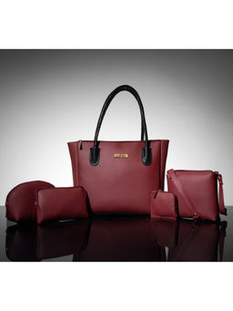 LaFille - Maroon Solid Handbags for Women (Set of 5)