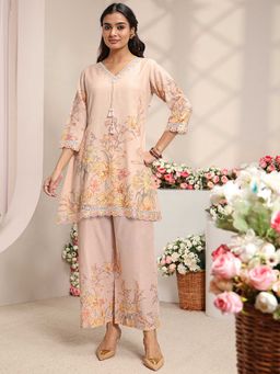 Libas - Women Peach Floral Printed Co-Ord Set