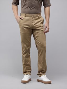 GENIPS - Mens Relaxed fit Khaki Casual Trouser