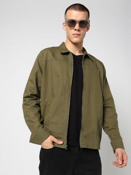 GAP - Men Spread Collar Olive Shirt