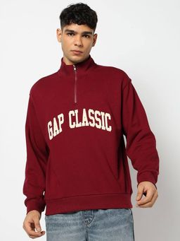 GAP - Letter Print Half-Zip Oversized Sweatshirt