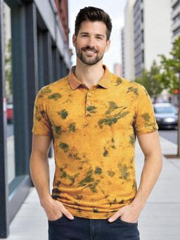 Kryptic - Mens Overdyed Pure Cotton Yellow Polo T-Shirt