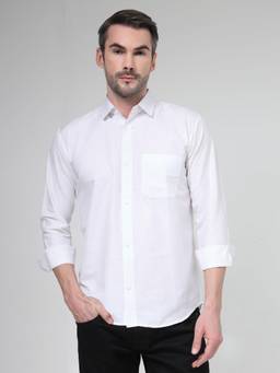 NEUDIS - Mens Solid White Casual Shirt for Men