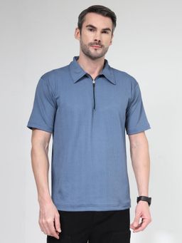 NEUDIS - Men’s Ribbed Blue Polo T-Shirt for Men