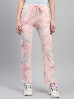 Monte Carlo - Womens Peach Printed Regular Fit Lower Trousers