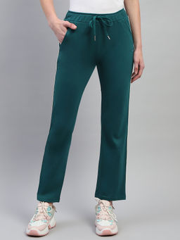 Monte Carlo - Womens Dark Green Solid Regular Fit Lower Trousers