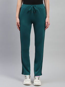 Monte Carlo - Womens Dark Green Solid Regular Fit Lower Trousers