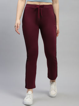 Monte Carlo - Womens Wine Solid Regular Fit Lower Trousers