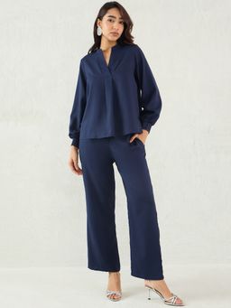 Femmella - Navy V-Neck Co-Ord (Set of 2)