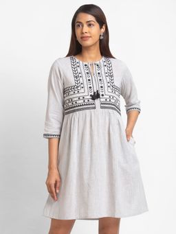 Globus - Grey Yoke Embroidery Dress