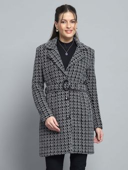 Monte Carlo - Women Self Design Black Notch Lapel Full Sleeve Coat (Set of 2)