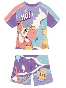Little Surprise Box - Flamingo Float Unicorn T-shirt & Shorts Swimwear for Kids (Set of 3)