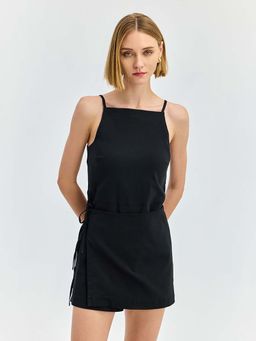 Cover Story - Black Solid A-Line Dress