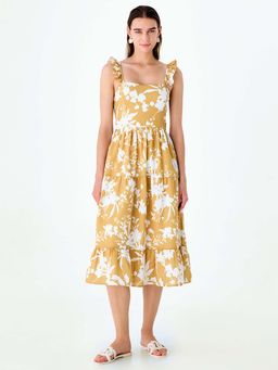 Cover Story - Yellow Stencil Tiered Dress