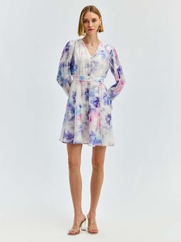Cover Story - Purple Floral Fit and Flare Dress