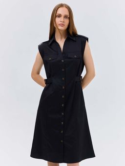 Cover Story - Black Front Buttoned Dress