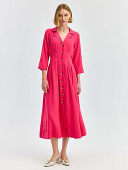 Cover Story - Pink Solid Fit and Flare Dress