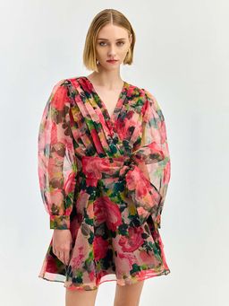 Cover Story - Pink Floral Fit and Flare Dress