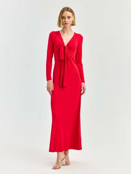 Cover Story - Red Solid A-Line Dress