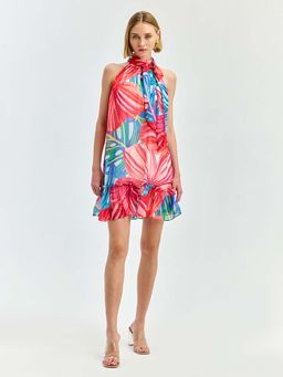 Cover Story - Red Floral A-Line Dress