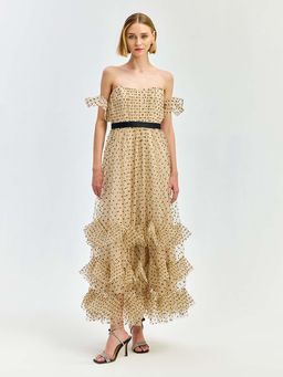 Cover Story - White Geometric Fit and Flare Dress