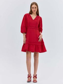 Cover Story - Red Flared Short Dress