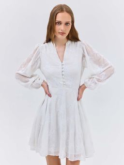 Cover Story - White Embroidered Mini Dress